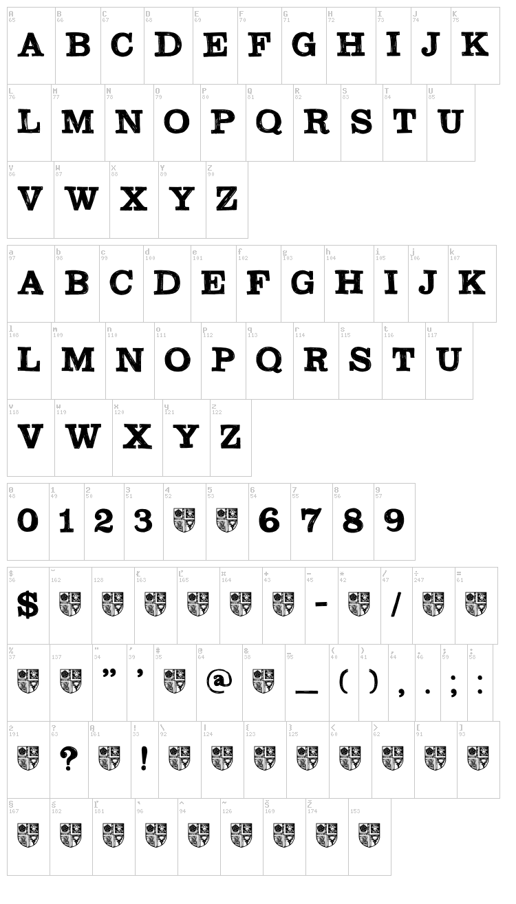 DK Southwark font map